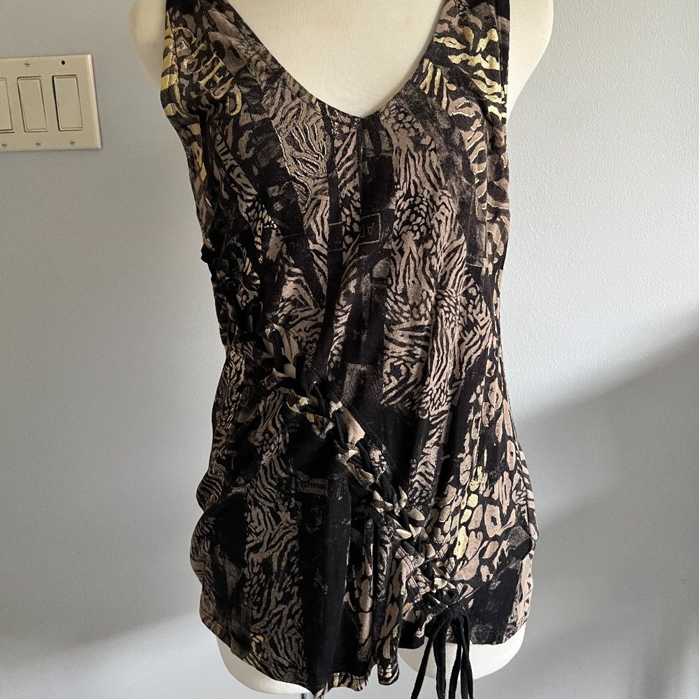Guess Sleeveless Animal Print Top